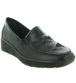 mocassins - Elégant - femme - Cuir - Noir - Rieker