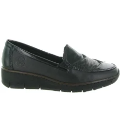 mocassins - Elégant - femme - Cuir - Noir - Rieker