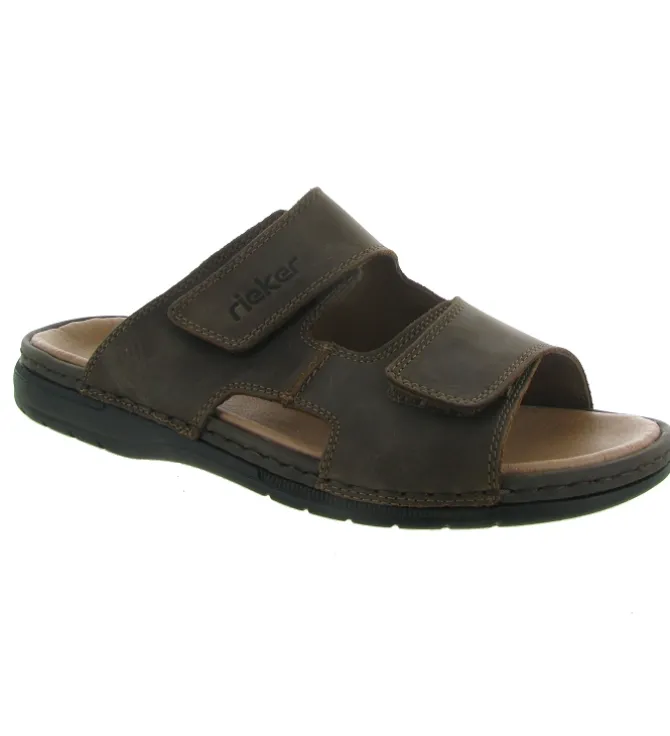 nu pieds - Mules et Tongs - homme - Cuir - Marron - Rieker