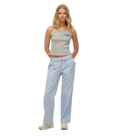 pantalon - DROIT - vetement femme - Coton - Bleu - Superdry