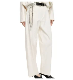 pantalon - DROIT - vetement femme - Coton - Crème - Imperial fashion