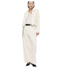 pantalon - DROIT - vetement femme - Coton - Crème - Imperial fashion