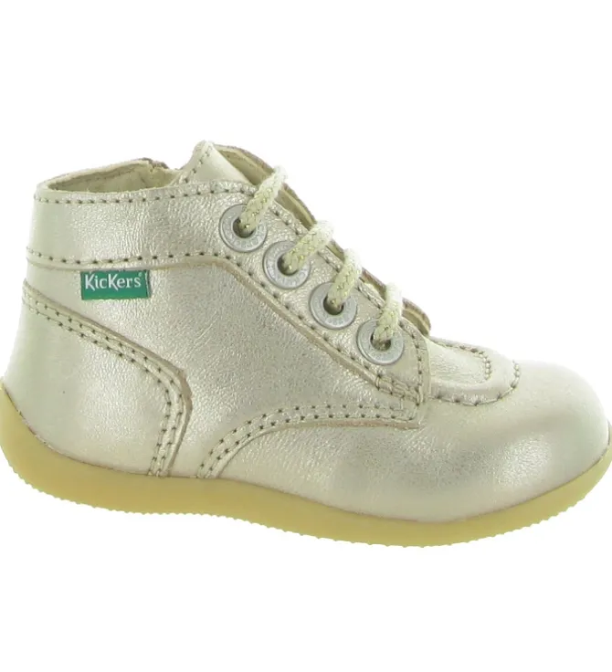 pre marche du 16 au 23 - - bebe fille - Cuir laminé - Or - Kickers