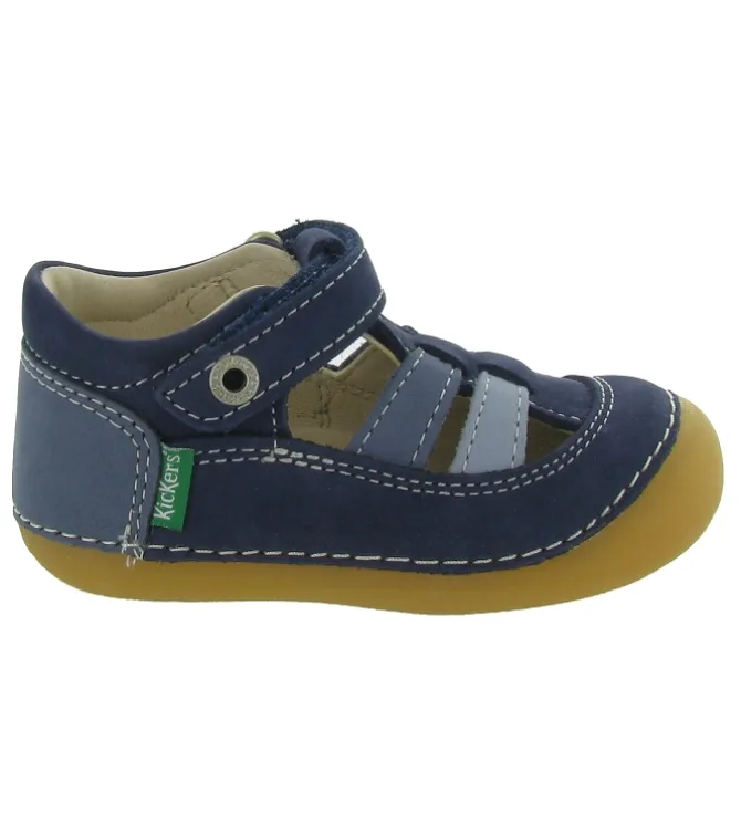pre marche du 16 au 23 - Semelle souple - bebe garcon - Cuir - Bleu - Kickers