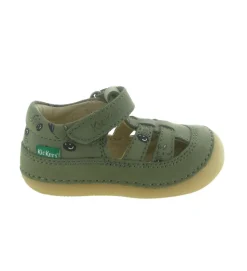pre marche du 16 au 23 - Semelle souple - bebe garcon - Cuir - Vert - Kickers