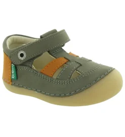 pre marche du 16 au 23 - Semelle souple - bebe garcon - Cuir - Vert - Kickers