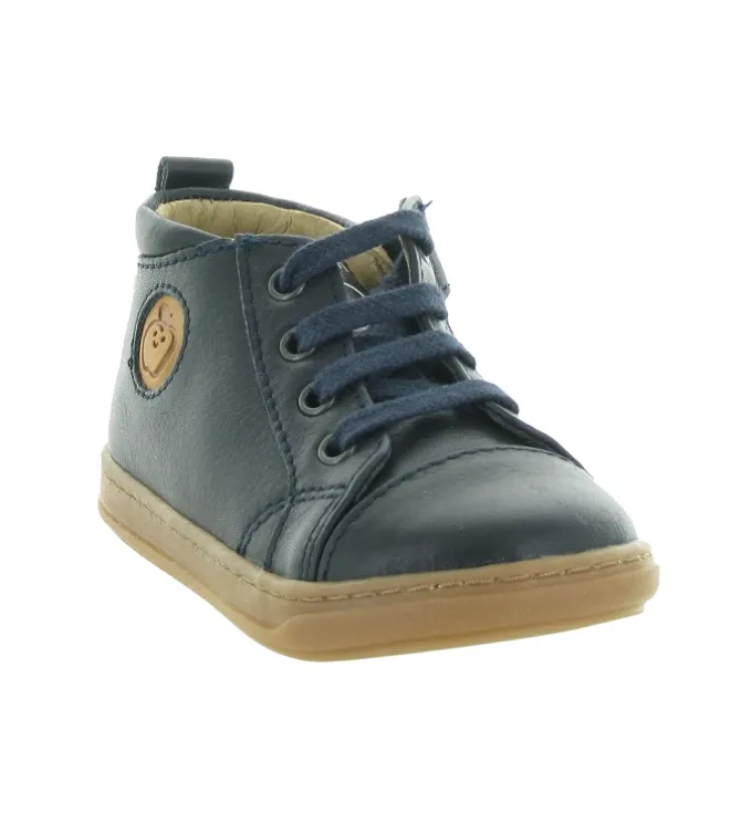 pre marche du 16 au 23 - Semelle souple - bebe garcon - Cuir - Bleu - Shoo pom
