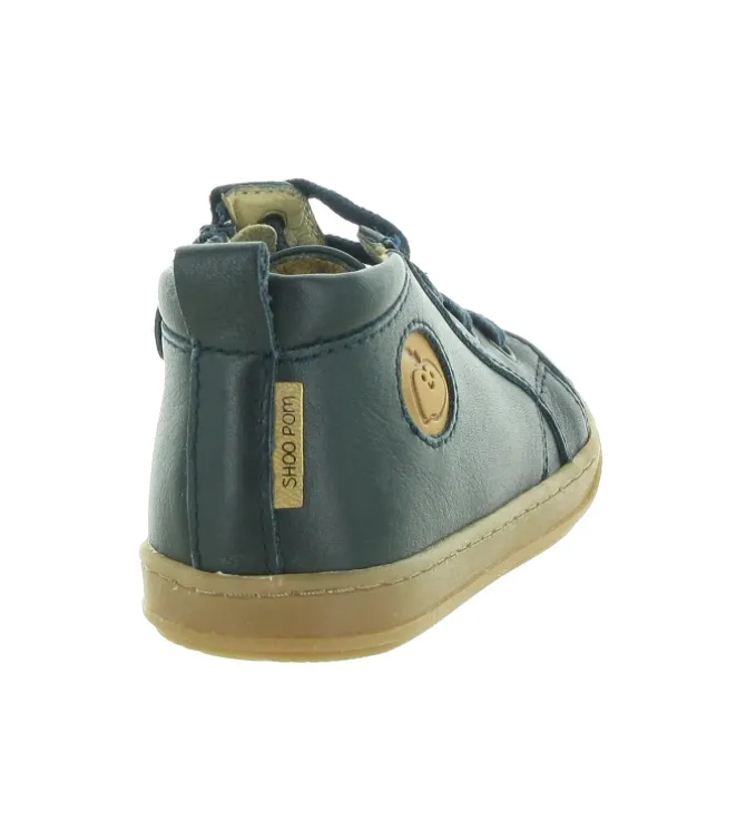 pre marche du 16 au 23 - Semelle souple - bebe garcon - Cuir - Bleu - Shoo pom