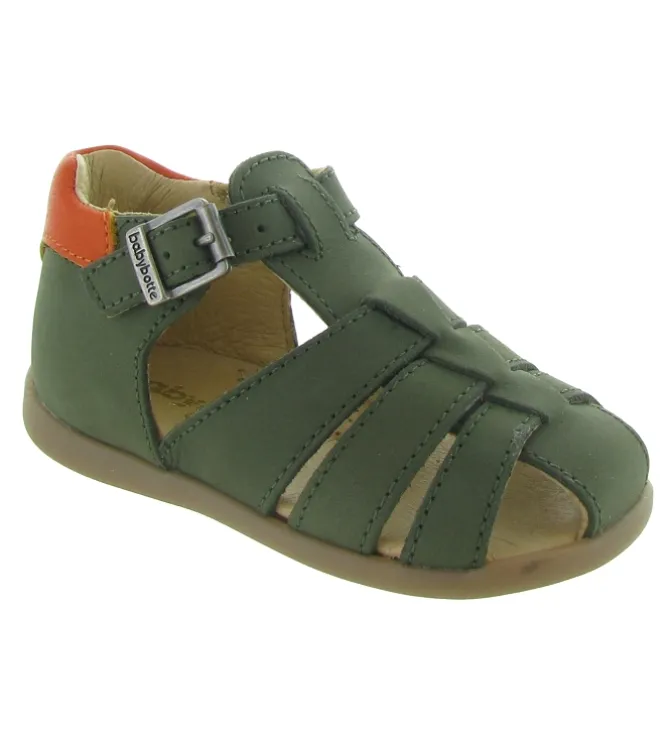 pre marche du 16 au 23 - Semelle souple - bebe garcon - Cuir - Vert - Babybotte