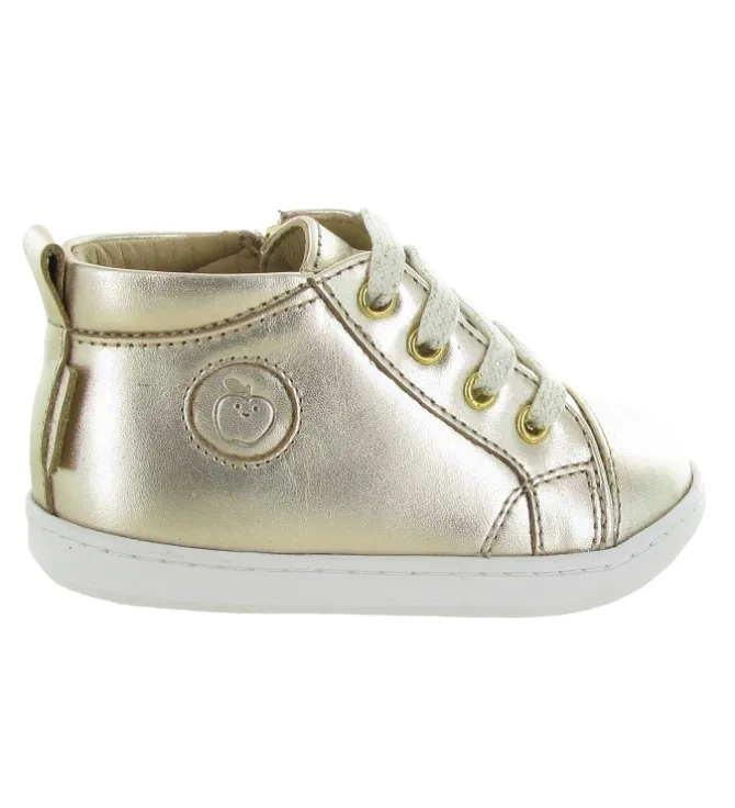 pre marche du 16 au 23 - Semelle souple - bebe fille - Cuir laminé - Or - Shoo pom