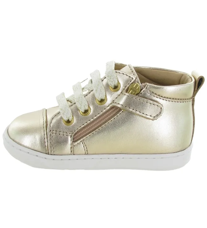 pre marche du 16 au 23 - Semelle souple - bebe fille - Cuir laminé - Or - Shoo pom
