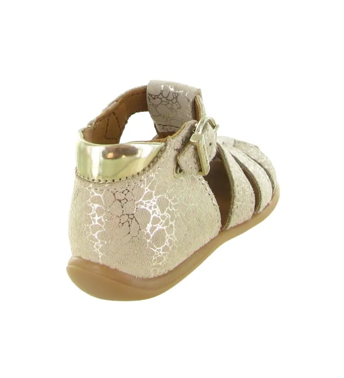 pre marche du 16 au 23 - Semelle souple - bebe fille - Cuir laminé - Beige - Bellamy