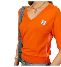 pull - MANCHE COURTE - vetement femme - Coton - Orange - Freeman t.porter