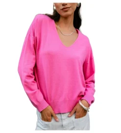 pull - MANCHE LONGUE - vetement femme - Coton - Rose - Freeman t.porter