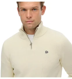 pull - MANCHE LONGUE - vetement homme - Coton - Crème - Superdry