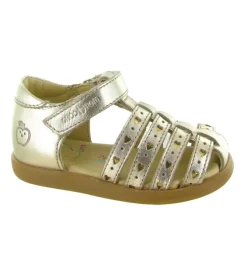 sandales et nu pieds - - bebe fille - Cuir - Or - Shoo pom