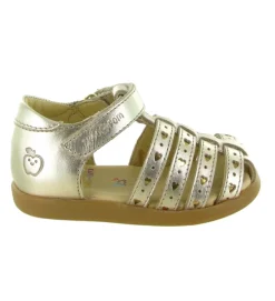 sandales et nu pieds - - bebe fille - Cuir - Or - Shoo pom