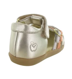 sandales et nu pieds - - bebe fille - Cuir - Or - Shoo pom