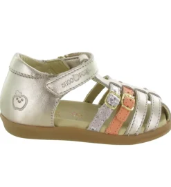 sandales et nu pieds - - bebe fille - Cuir - Or - Shoo pom