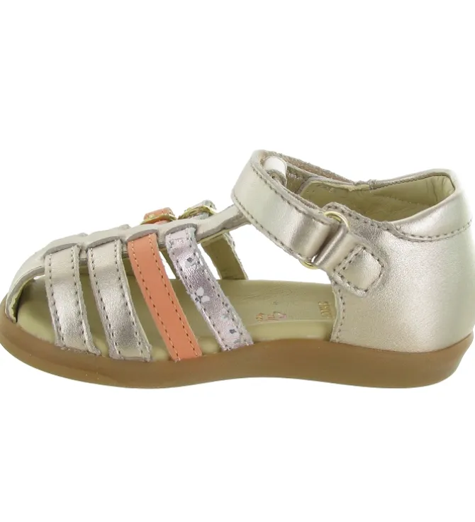 sandales et nu pieds - - bebe fille - Cuir - Or - Shoo pom