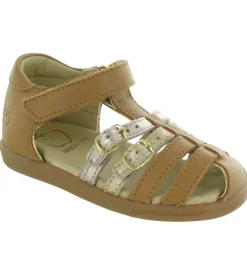 sandales et nu pieds - - bebe fille - Cuir - Camel - Shoo pom