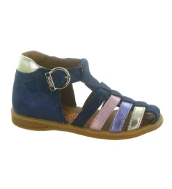 sandales et nu pieds - - bebe fille - Cuir laminé - Bleu Marine - Bellamy