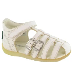 sandales et nu pieds - - bebe fille - Cuir - Beige - Kickers