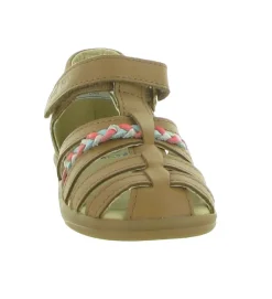 sandales et nu pieds - - bebe fille - Nylon - Marron - Shoo pom