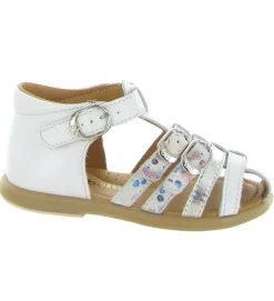 sandales et nu pieds - - bebe fille - Cuir laminé - Beige - Babybotte