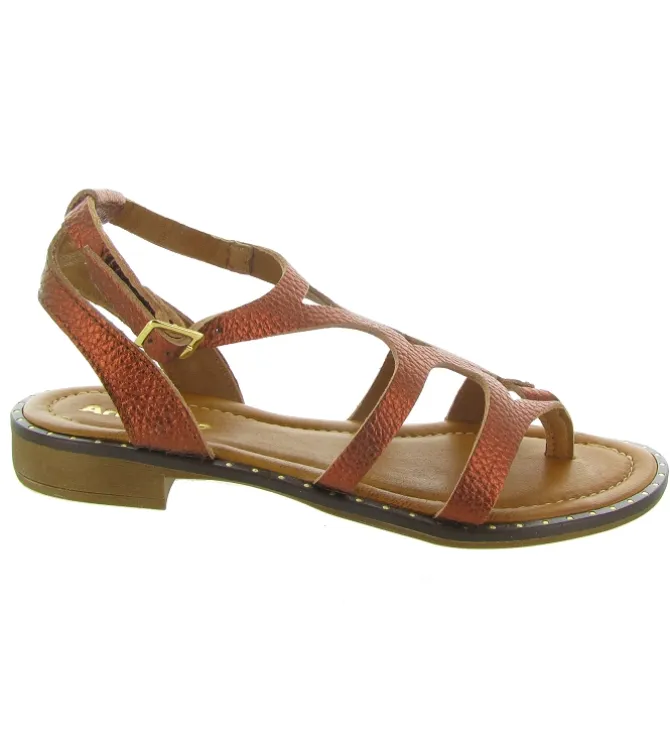 sandales et nu pieds - Casual - femme - Cuir - Orange - Donna lucca