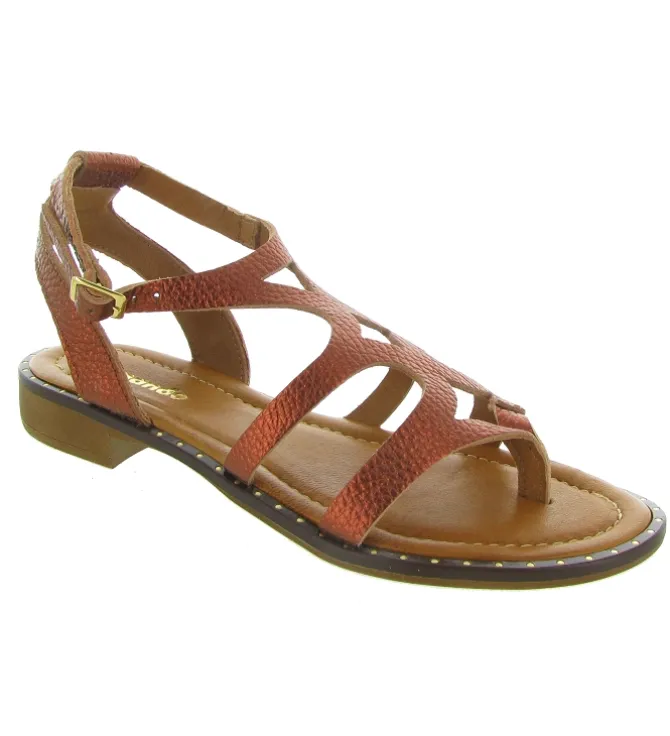 sandales et nu pieds - Casual - femme - Cuir - Orange - Donna lucca
