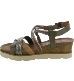sandales et nu pieds - Casual - femme - Cuir - Kaki - Xapatan