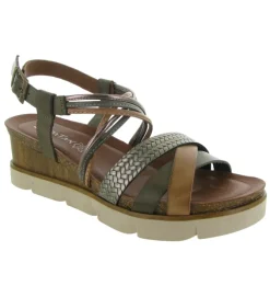 sandales et nu pieds - Casual - femme - Cuir - Kaki - Xapatan