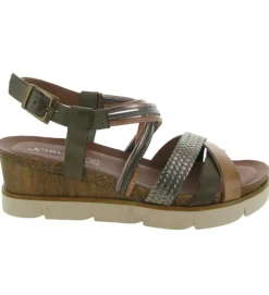 sandales et nu pieds - Casual - femme - Cuir - Kaki - Xapatan