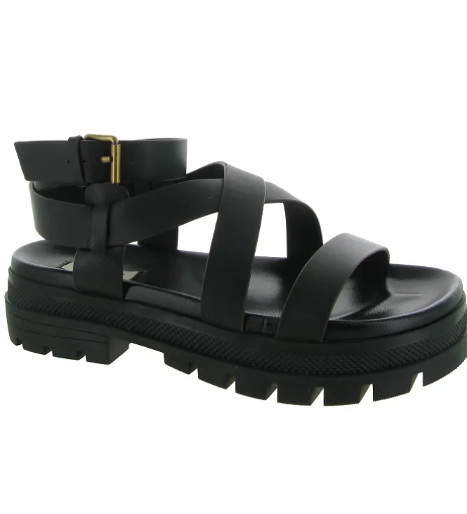 sandales et nu pieds - Casual - femme - Cuir - Noir - Bibi lou