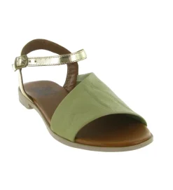 sandales et nu pieds - Casual - femme - Cuir laminé - Kaki - Bueno