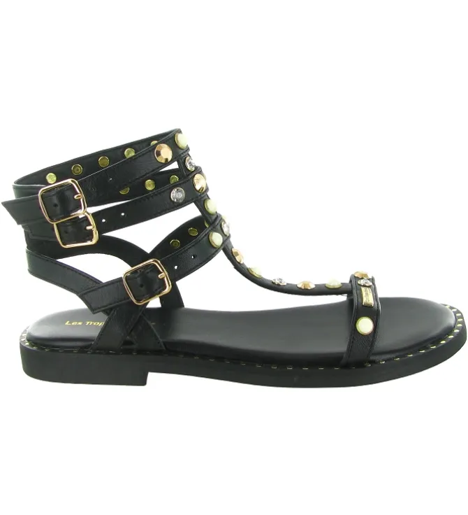 sandales et nu pieds - Confort - femme - Cuir - Noir - Les tropeziennes