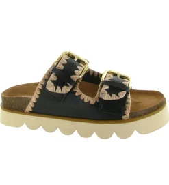 sandales et nu pieds - Confort - femme - Cuir - Noir - No name