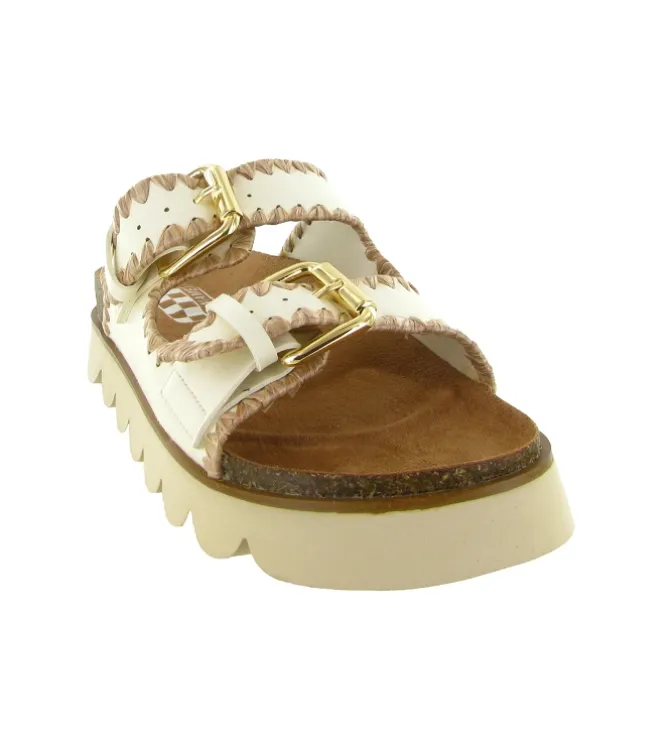 sandales et nu pieds - Confort - femme - Cuir - Blanc - No name