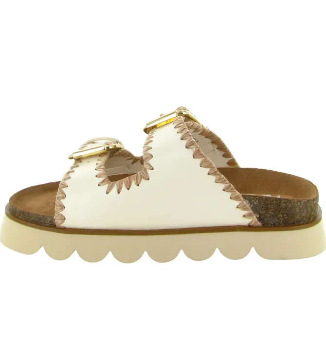 sandales et nu pieds - Confort - femme - Cuir - Blanc - No name