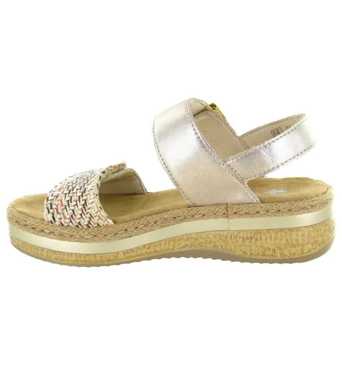 sandales et nu pieds - Confort - femme - Cuir - Or - Rieker