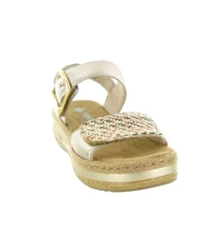 sandales et nu pieds - Confort - femme - Cuir - Or - Rieker