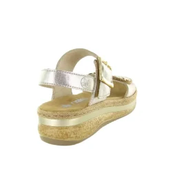 sandales et nu pieds - Confort - femme - Cuir - Or - Rieker