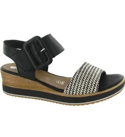 sandales et nu pieds - Confort - femme - Cuir - Noir - Remonte
