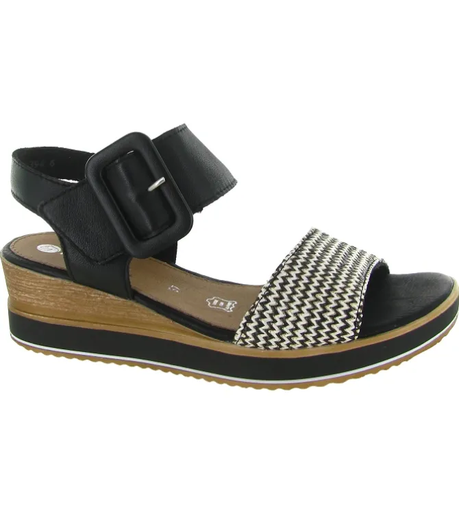 sandales et nu pieds - Confort - femme - Cuir - Noir - Remonte