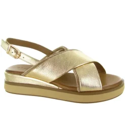 sandales et nu pieds - Confort - femme - Cuir - Or - Inuovo