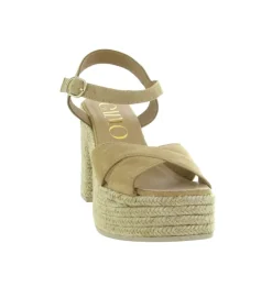 sandales et nu pieds - Confort - femme - Toile - Camel - Gaimo