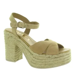 sandales et nu pieds - Confort - femme - Toile - Camel - Gaimo