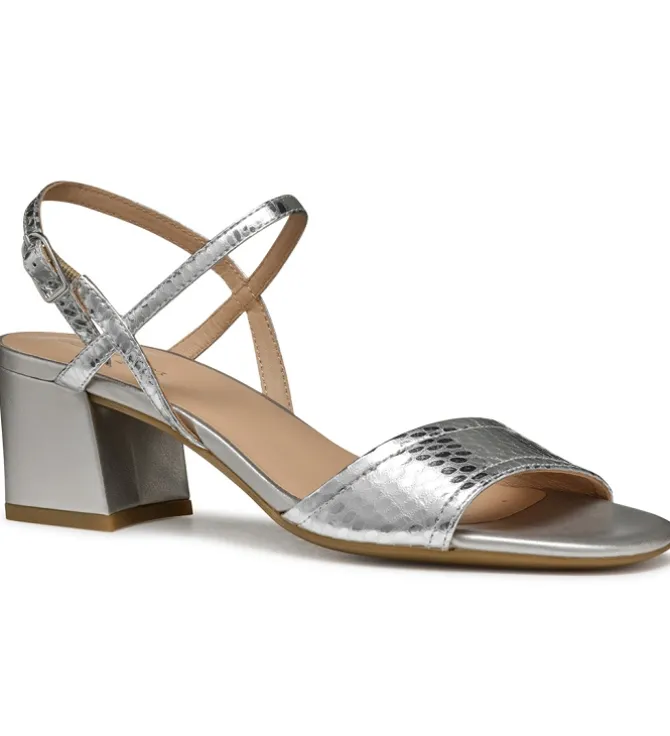 sandales et nu pieds - Confort - femme - Cuir - Argent - Geox