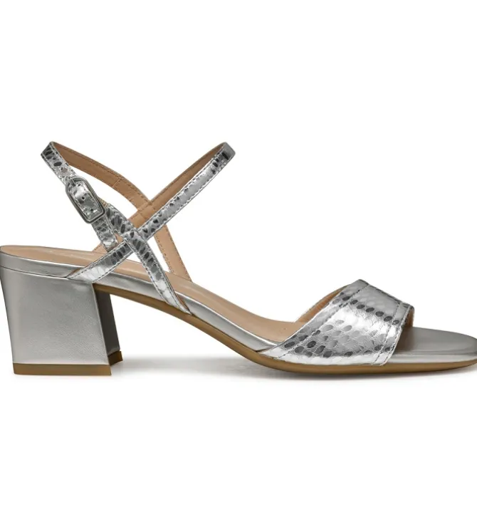 sandales et nu pieds - Confort - femme - Cuir - Argent - Geox